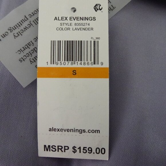 Alex Evenings Floral Trim Blouse Women's Size S Purple 3/4 Sleeve Wedding Guest - Picture 9 of 10